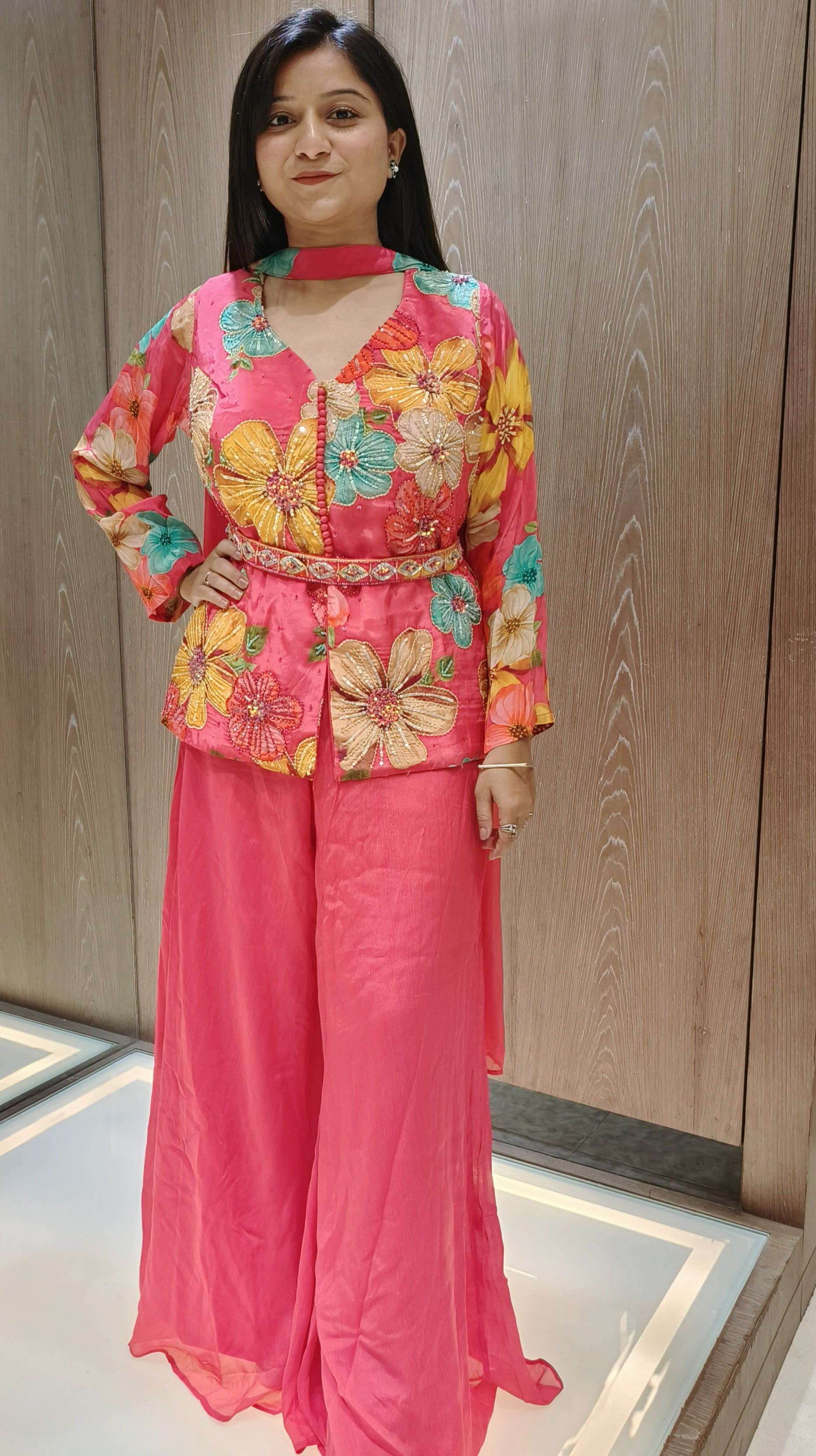 Gajari Color Chinnon Printed Palazzo Suit